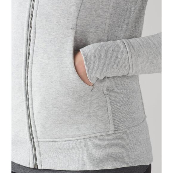 Lululemon Scuba Hoodie Cotton Full Zip Fleece in "Heathered Vapor" Gray Size 6 - Picture 5 of 14